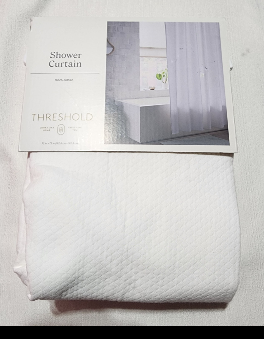Threshold shower curtains 72'' x 72'' White diamond matelasse